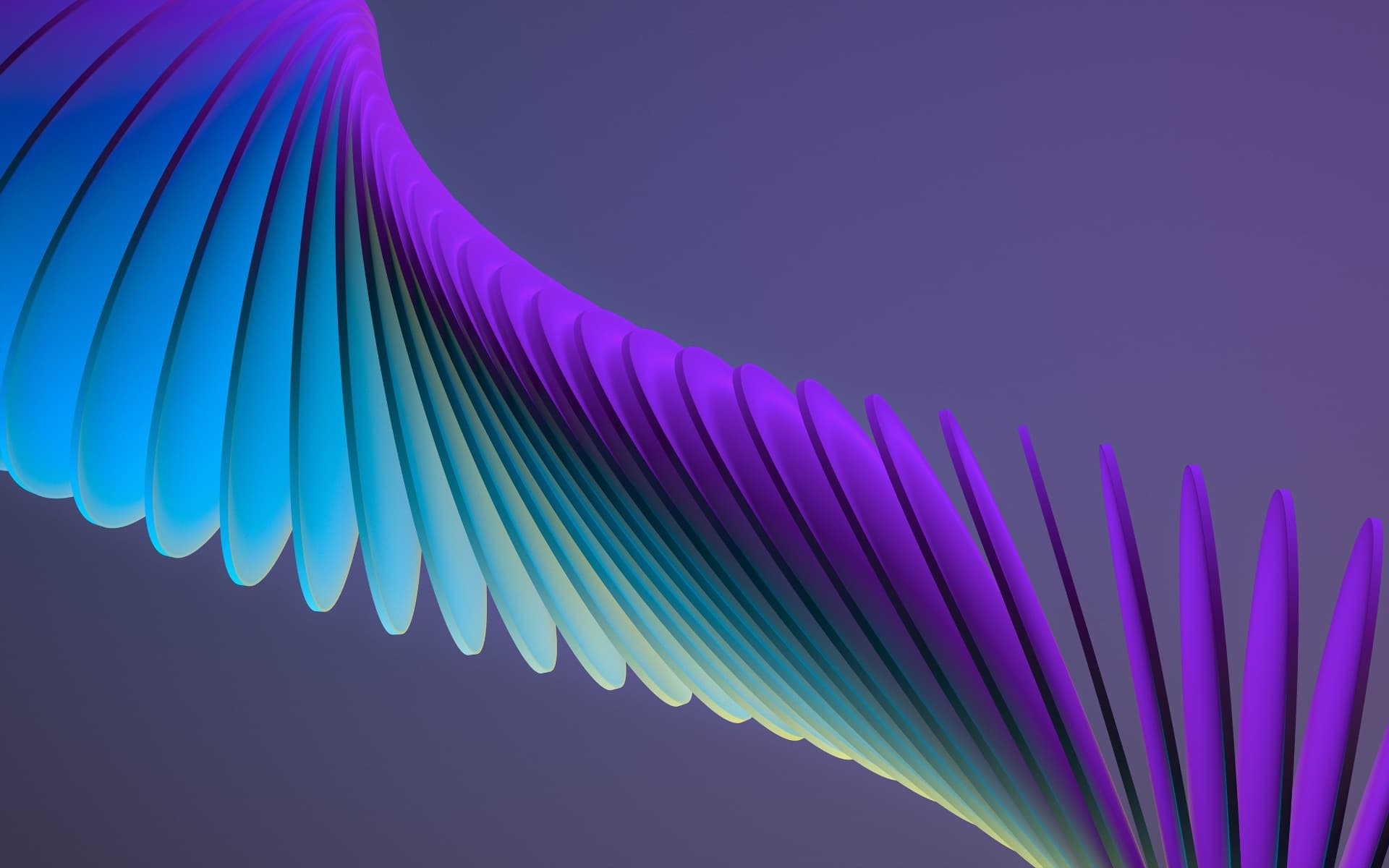 Abstrakte blau-violette Wellenform als Sinnbild fuer Wandel